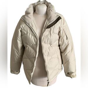 Roxy beige herringbone print endurance 10,000  down ski winter jacket M EUC